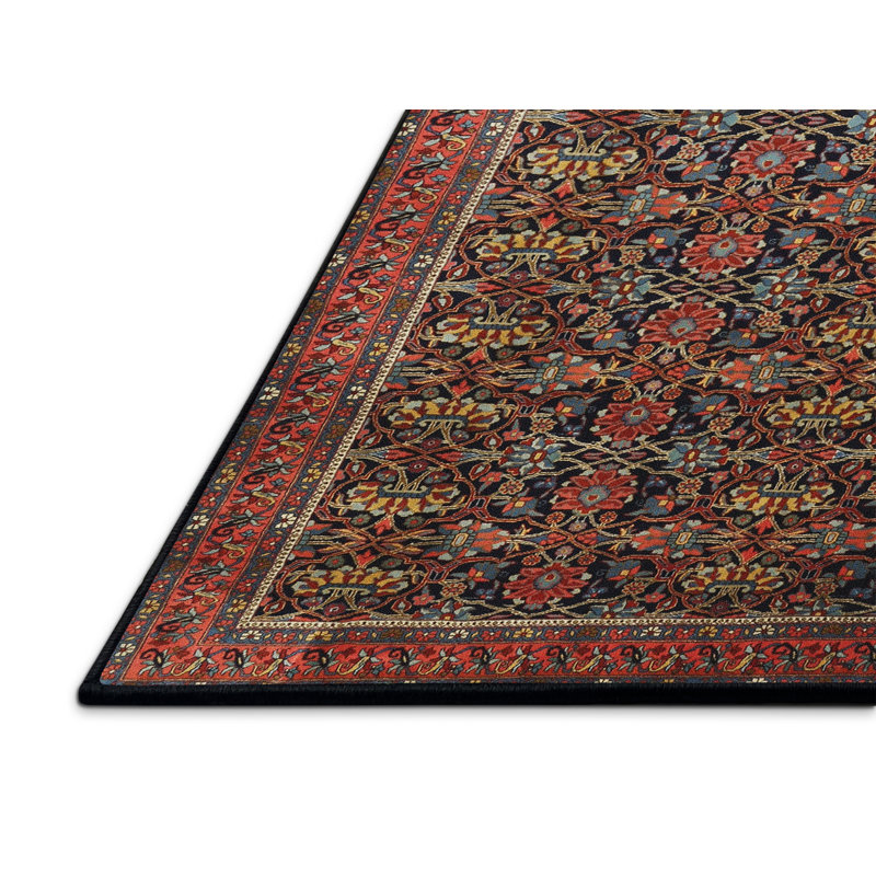 Tapis traditionnel rouge / bleu, Rectangle 2 pi x 5 pi