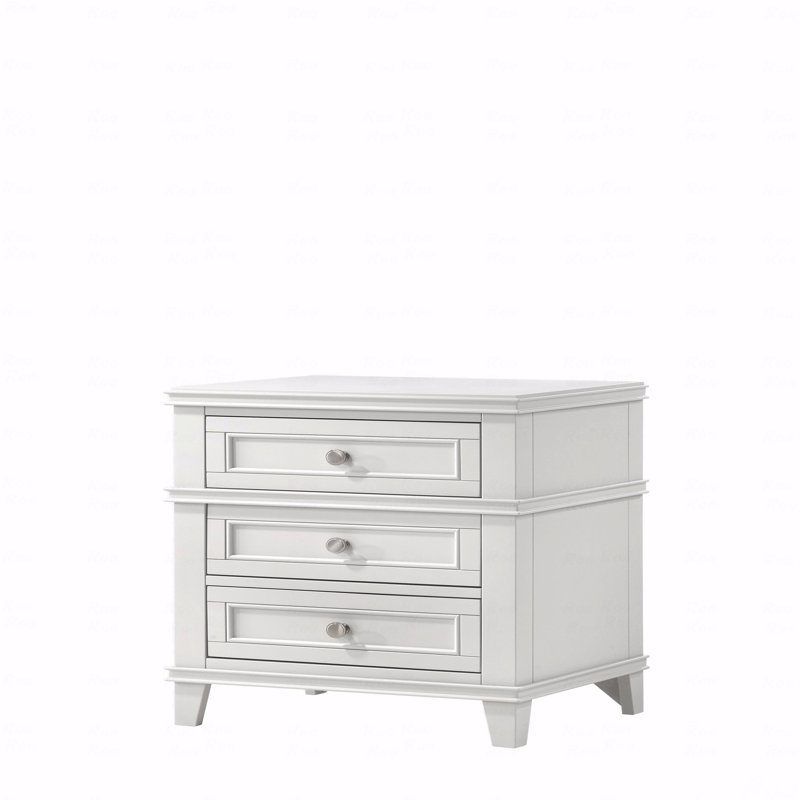 3-Drawer Nightstand With USB Ports, White