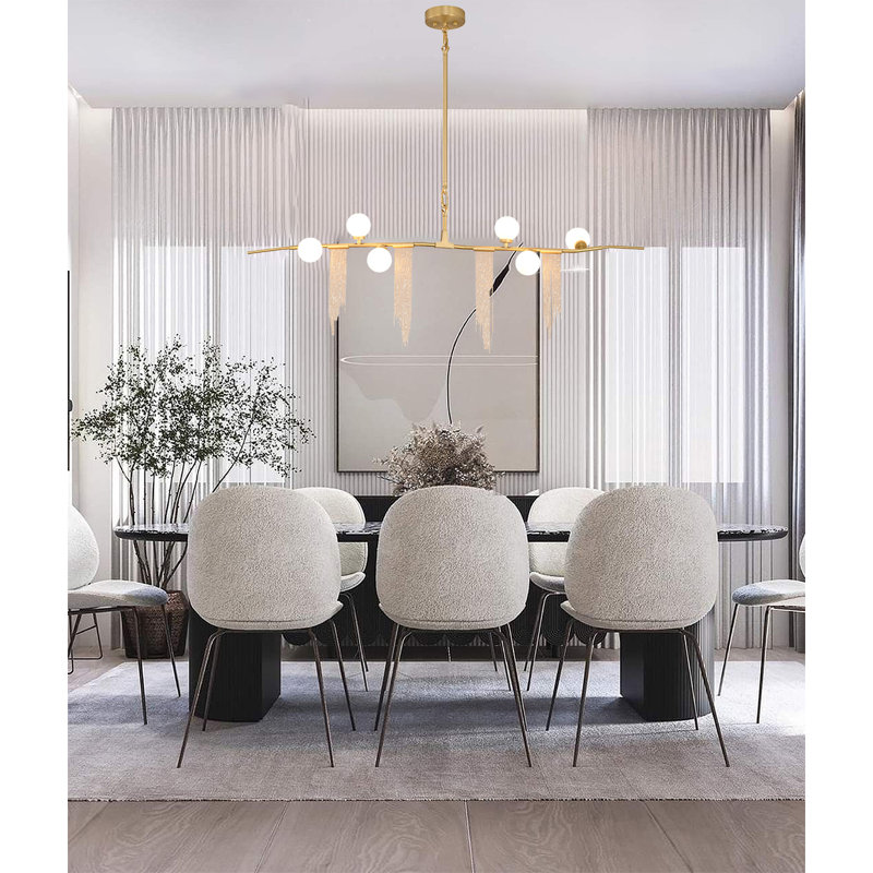 This Exquisite Chandelier Is In A Gold Finish. The Frame Is Made Out Of Metal, And It Comes Aluminum Chain And White Glass Shades. The Adjustable Rod Link Makes This Fixture Suitable For Most Ceiling Heights.