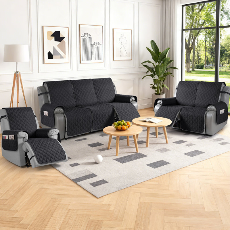 Housse pour fauteuil inclinable Wildee, Microfibre noire, 2 sièges