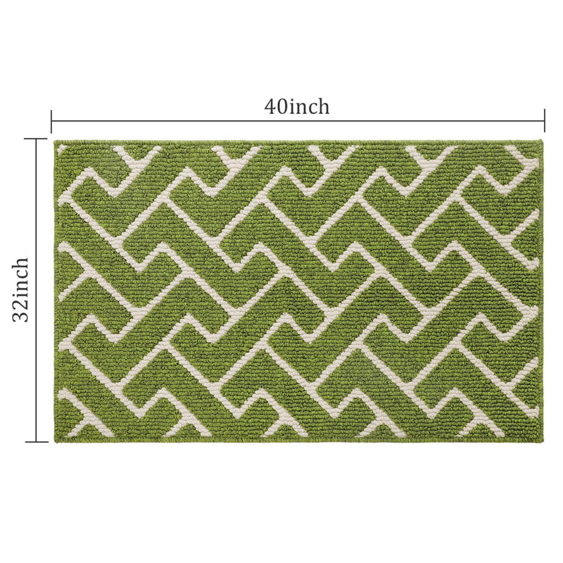 Seriah Non-Slip Geometric Indoor Doormat, Sage Green