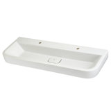 Equility White Fireclay U-Shaped Wall Mount Bathroom Sink with Overflow