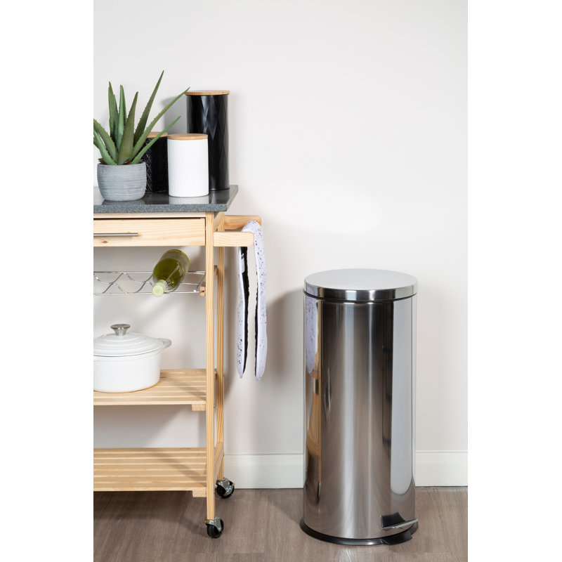 Metal Kitchen Trash Can - 30L