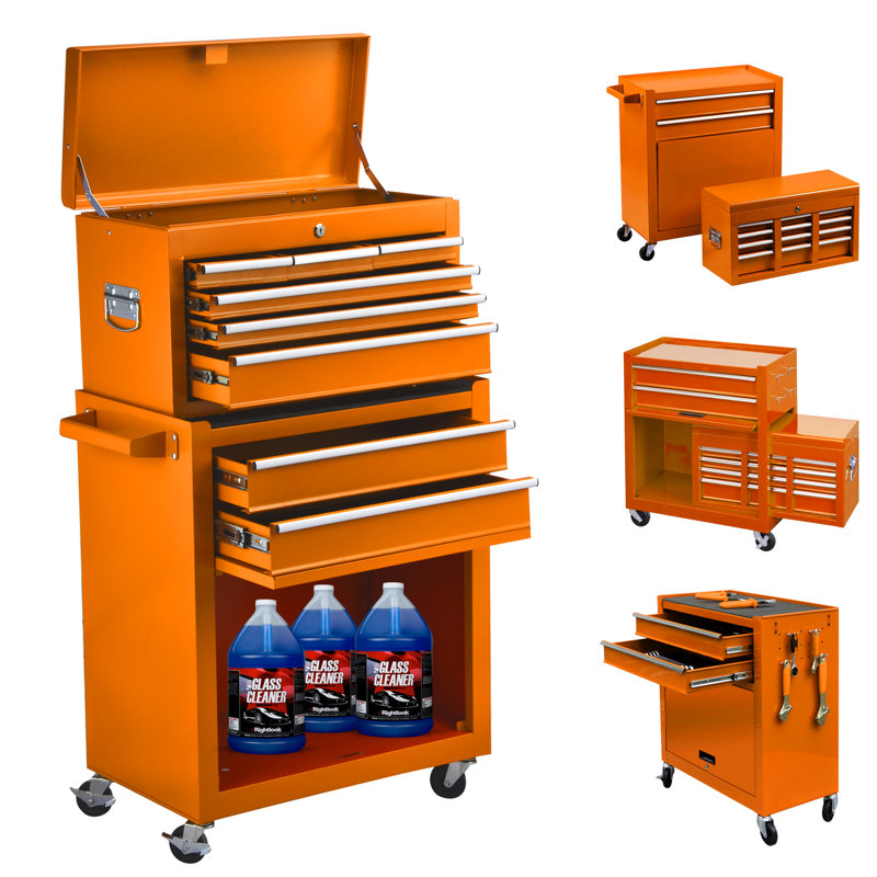 Coffre à roulettes inférieur 8 tiroirs Amatrudo, Orange