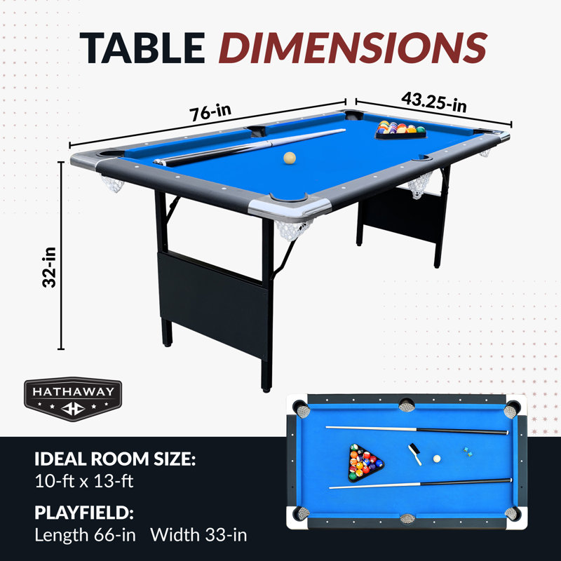 Hathaway Fairmont 6-Foot Blue Felt Portable Pool Table