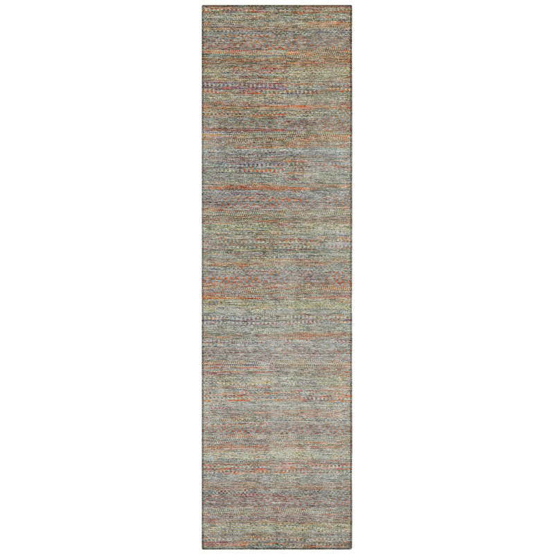 Machine Washable Indoor/Outdoor Oden ACN2148 Striped Rug, Runner 2'3" x 7'6"