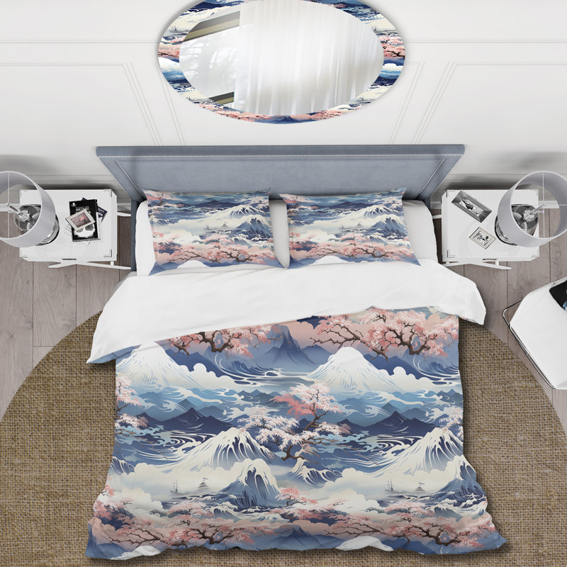 Ensemble de housse de couette japonais en polyester microfibre Karitza, Housse de couette pour très grand lit et 2 très