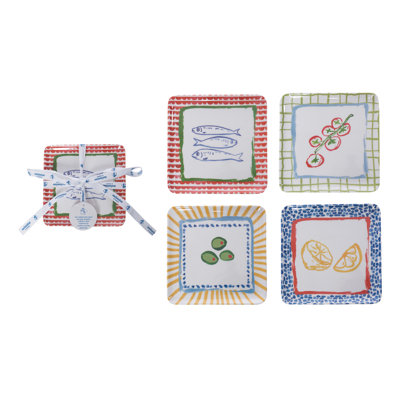Ensemble de 4 assiettes à mélamine en mélamine, ensemble de 4 personnes