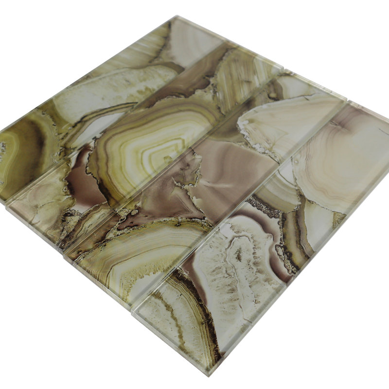Carrelage mural style métro en verre à motif de verre 3 po x 12 po Howd, Jaune