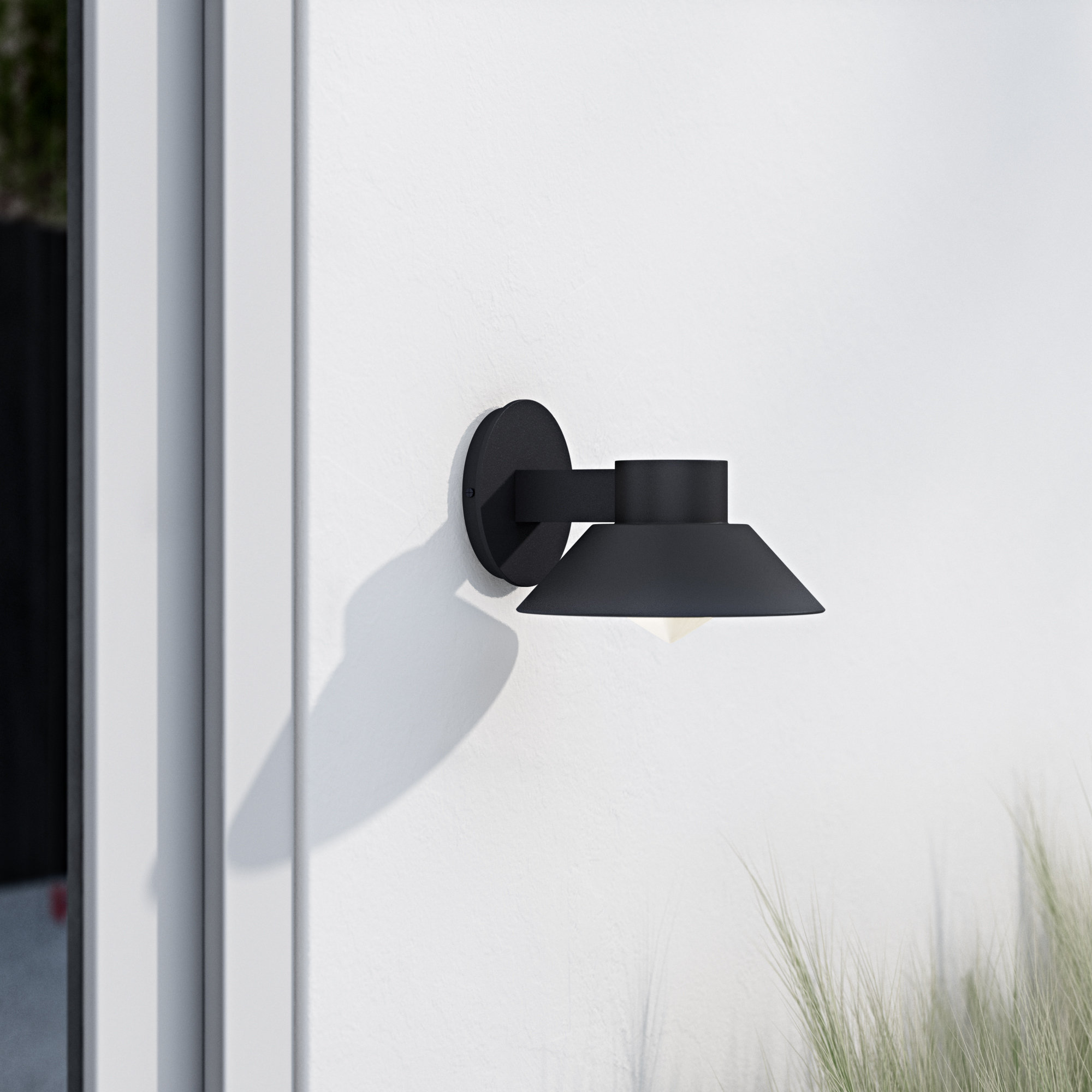 Erikson LED Frosted Outdoor Armed Sconce, Black, 8'' H x 10" W x 11" D