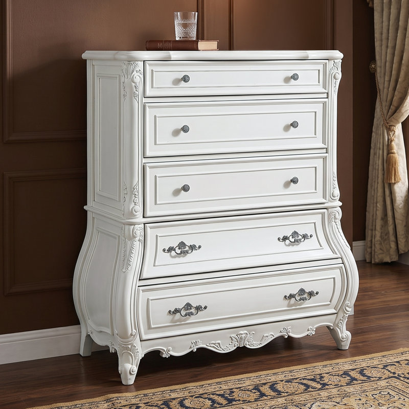 Commode 5 tiroirs Lasiya Blanc
