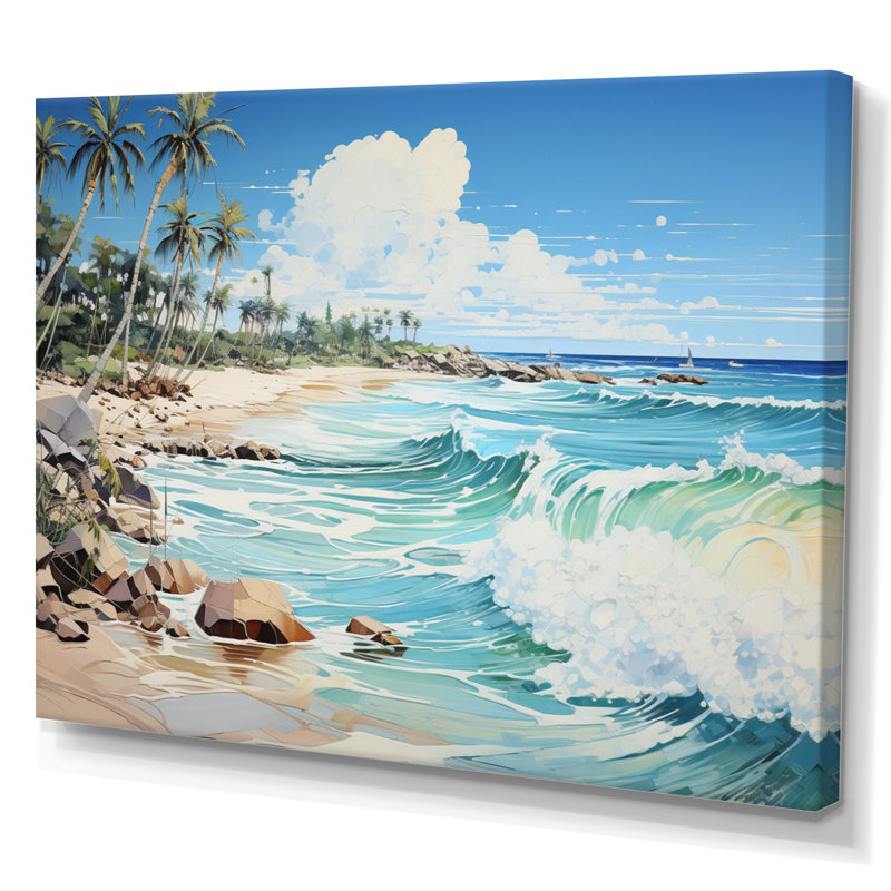 Bleu tropical Serenity II - imprimé, H 16 po x l 32 po x P 1 po, Toile tendue