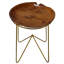 Table d'appoint Charenton avec plateau en bois de teck et pieds en métal à finition dorée
