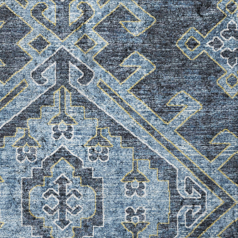 Tapis aztèque ADS73, Bleu, 8 pi x 10 pi