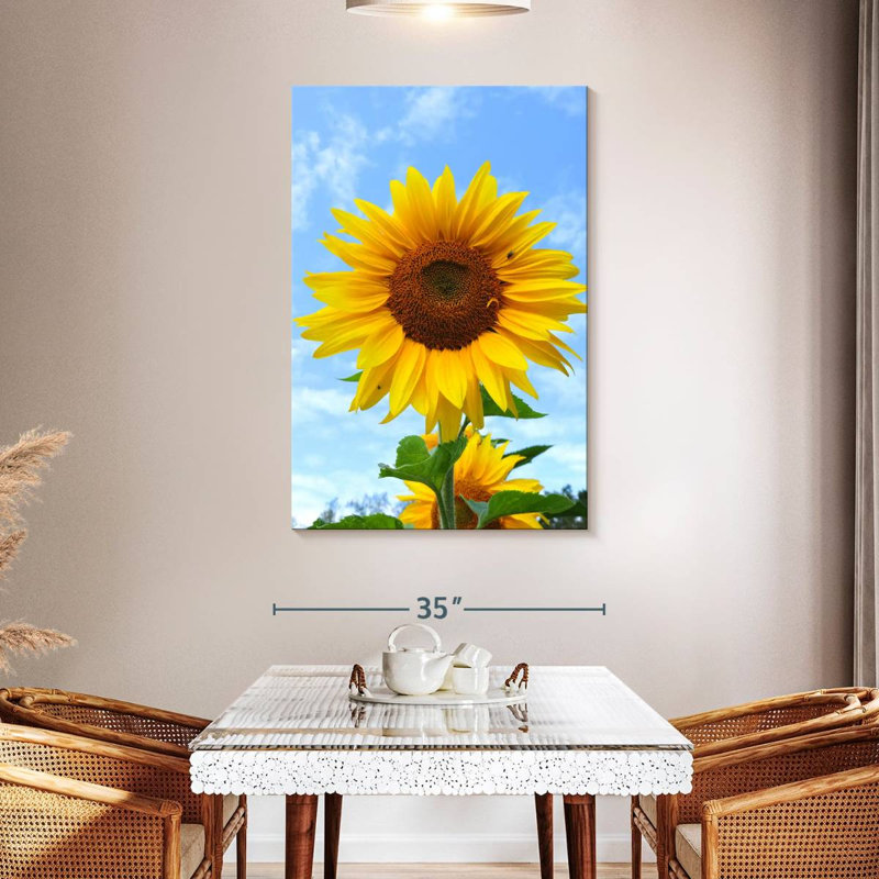 Harnek tournesol en fleurs, H 48 po x l 32 po