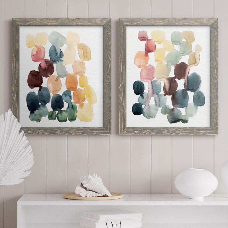 Desert Stones I - ensemble de 2 peintures sur toile encadrées, H 20 po x l 17 po, Gris