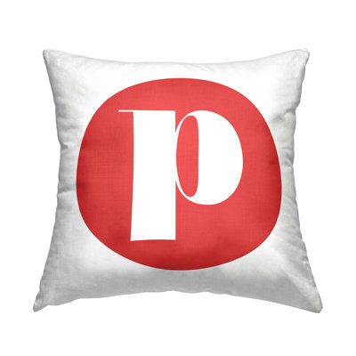 Red Initial Throw Pillow