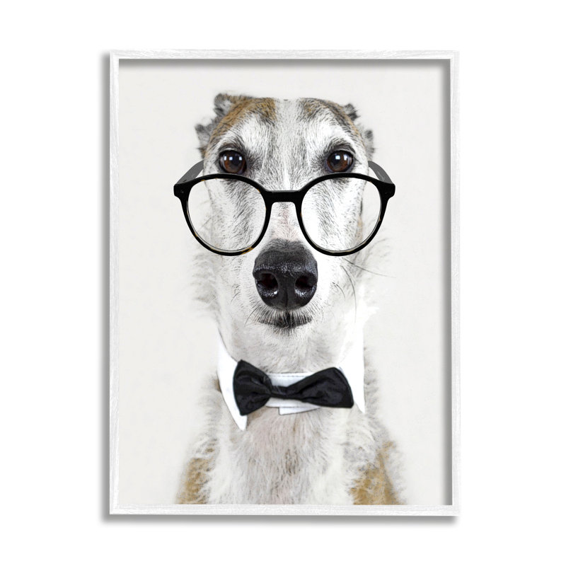 Drôle de chien avec lunettes formelles et nœuds papillon - impression, H 30 po x l 24 po x P 1,5 po