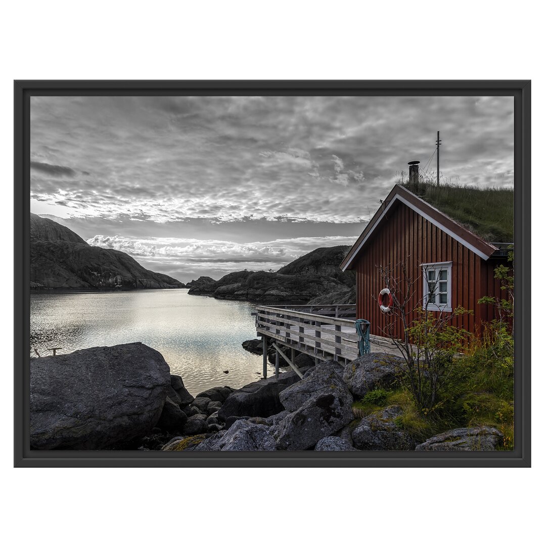 Gerahmtes Poster Sonnenaufgang an einem norwegischen Fjord