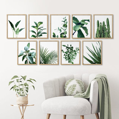 " High Contrast Green Floral Plants Nature Wilderness Photography Modern Art " 9 - Pieces