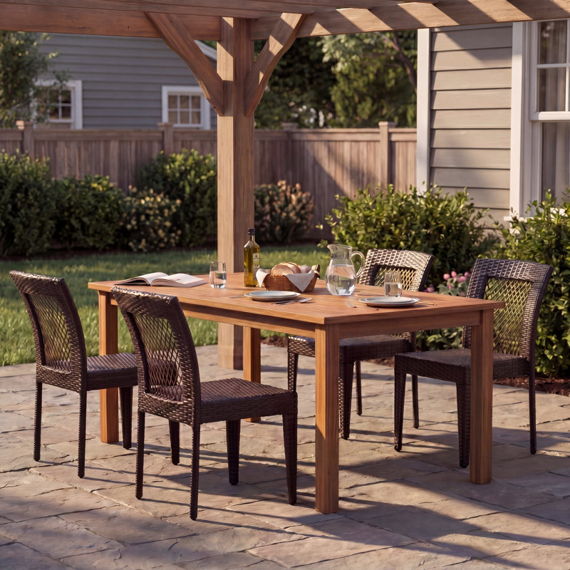 Ensemble de 4 chaises de salle à manger d'extérieur empilables avec rotin en PE résistant aux rayons UV et structure en acier, pour patio, jardin, balcon, supporte 400 lb