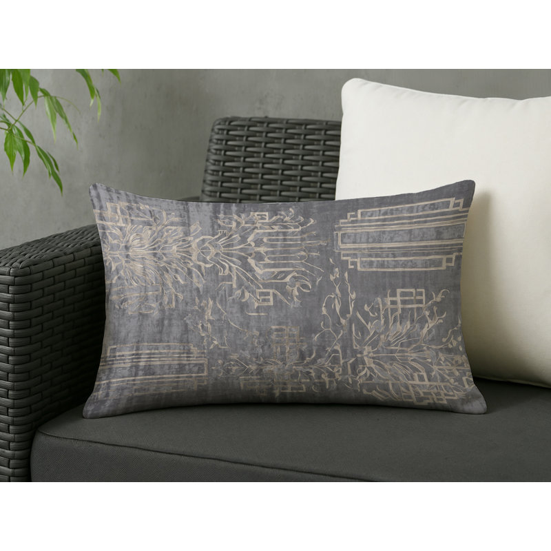 Coussin décoratif intérieur et extérieur Modern, Gris abstrait 151, Rectangle H 14 po x l 20 po