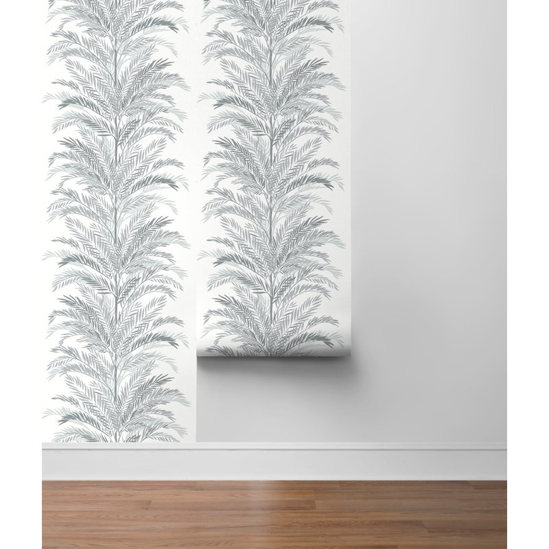 Luxe Haven Keana Palm 9' L x 20.5" W Peel and Stick Wallpaper Roll, Harbor Mist