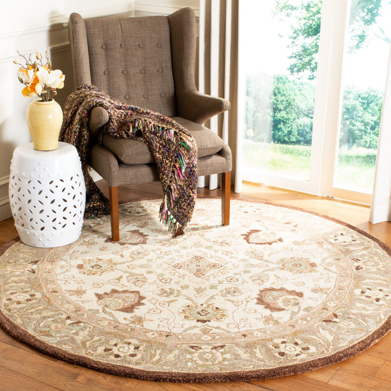 Tapis oriental en laine touffeté à la main Tingley, Rond 6 pi