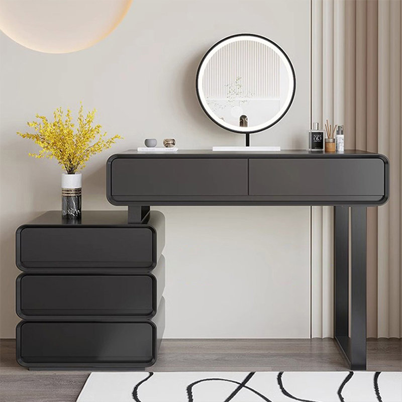 Coiffeuse de maquillage avec miroir lumineux, 5 tiroirs