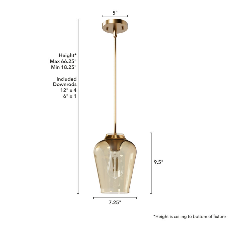 Kedzior 1 - Light Single Jar Pendant, Brown, Gold