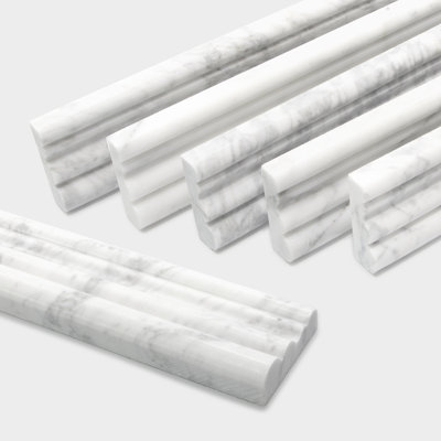 12" x 2.5" Natural Marble Chair Rail Tile Trim (Set of 5)