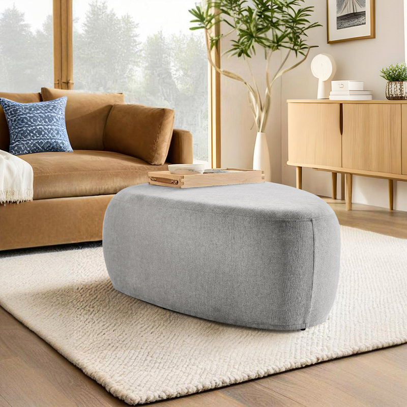 Adna 111.5Cm Wide Triangle Footstool Ottoman, Light Grey
