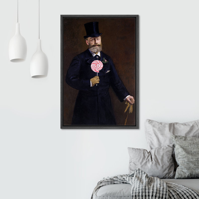 «Lollipop Victorian suit man», Cadre flottant noir, H 24 po x l 16 po