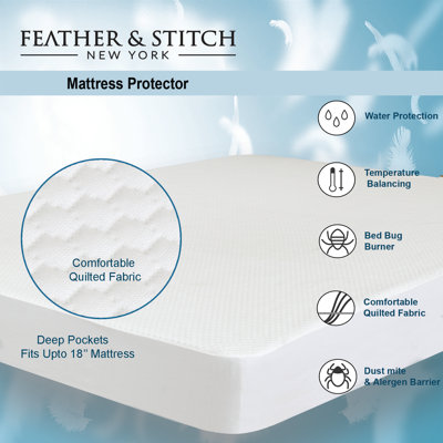 Mattress Encasement, 100% Waterproof 5-Sided Mattress Protector