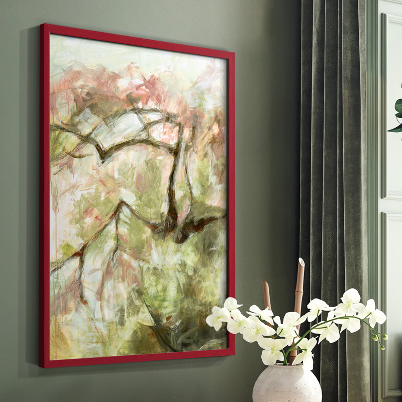 Spring Diptych I Framed Print - Solid Wood, Red, 10" H x 8" W