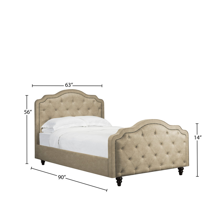 Lit plateforme en tissu d’ameublement Waville, Sable, Grand