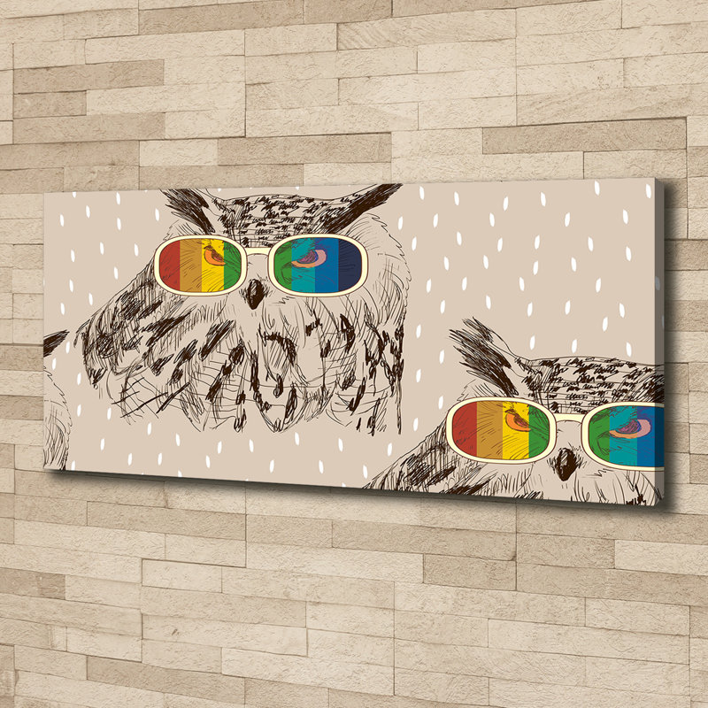 Owls In Glasses - No Frame Print on Canvas