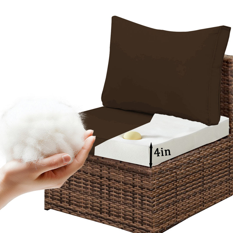 14pcs Outdoor Sectional Cushions Set, Only Cushions, 4" Thick Seat Back Cushion,  Patio Furniture Sofa Replacement Cushions For 6 Seat