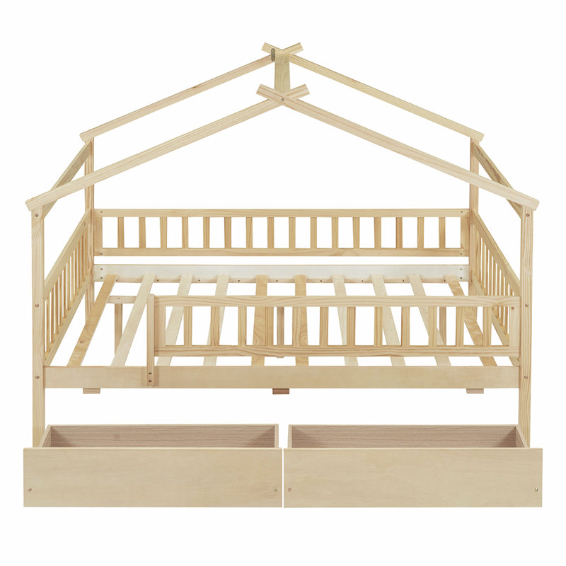 Lit plateforme avec rangement Daucourt, Double, Naturel