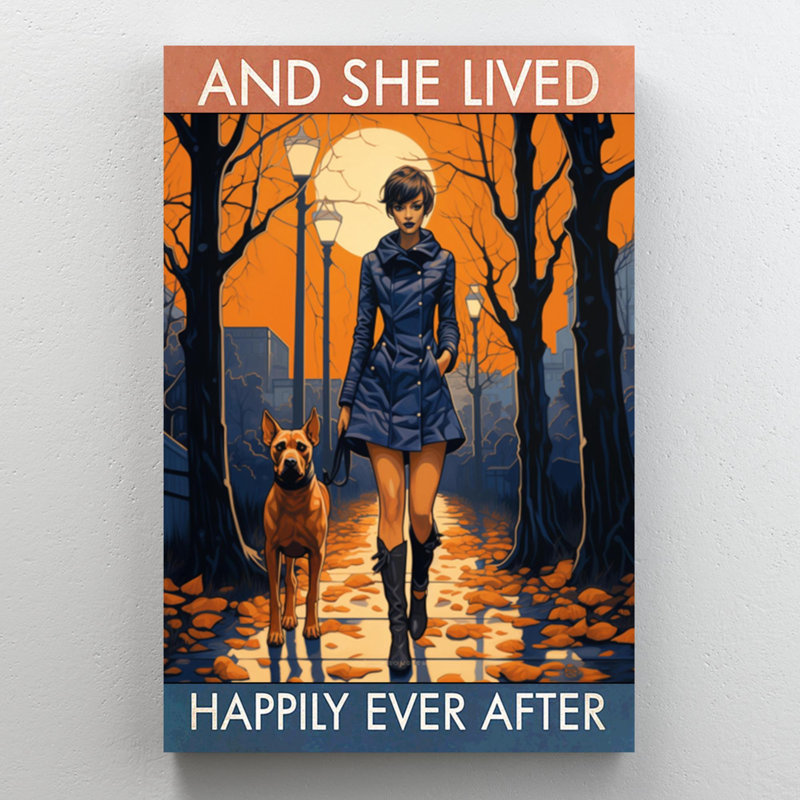 «Dog And She Lived Happily» sur toile, H 14 po x l 11 po x P 1,25 po