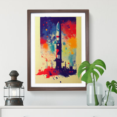 Paint Splashed Spaceship Rocket No.2 Abstract - Framed Print