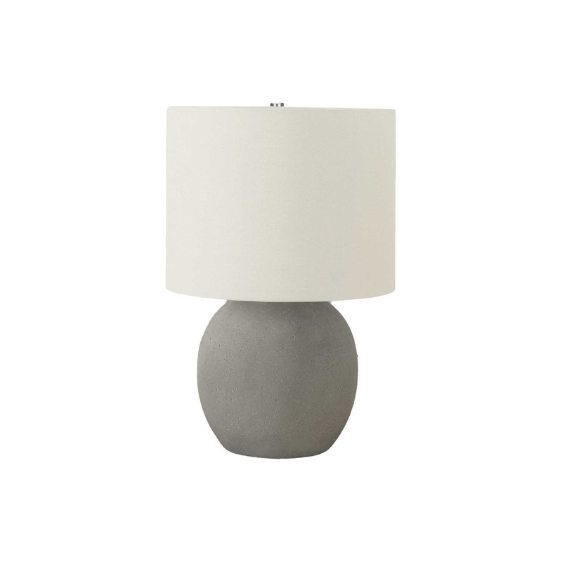 H 20 po, lampe de table, béton gris, abat-jour ivoire / crème, contemporain