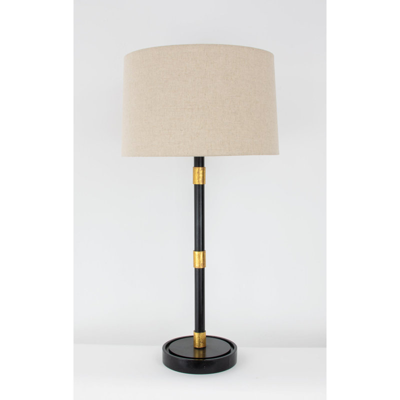 Ivian Table Lamp, Black/Gold Leaf