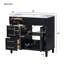 Ensemble de meuble-lavabo autoportant avec lavabo en résine, rangement multifonctionnel, structure en bois massif et tablette réglable pour une meilleure organisation de la salle de bain-1040458353