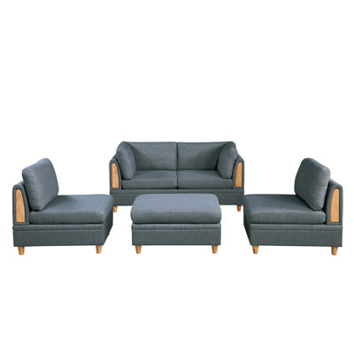 - Siège en acier à 5 pièces: fauteuil d'angle F8934, sans accoudoirs F8935, tissu gris, fabrication en bois Collection de sièges: 36 po x 36 po x H 35 po, 30 po x 36 po x 35 po, 36 po x 30 po x 18 po