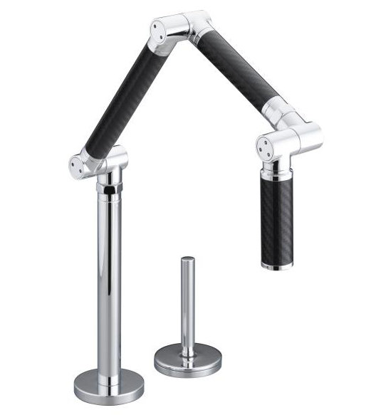 Karbon Two-Hole Deck-Mount Pot Filler, Polished Chrome with Black Tube
