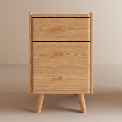 Solid Wood Mid‑Century Modern 3‑Drawer Bedroom Nightstand