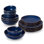 Ensemble de 16 pièces de vaisselle en argile gaufrée bleue au four d'élégance rétro française, artisanat artisanal, 4 personnes, convient pour la maison, la fête, le festival, le cadeau