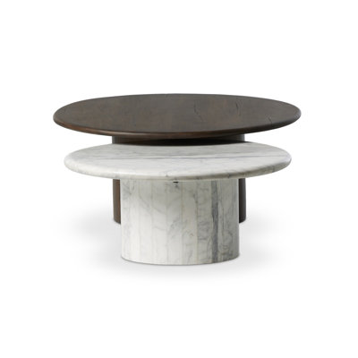 Stuart Marble Coffee Tables-White Calacatta Marble