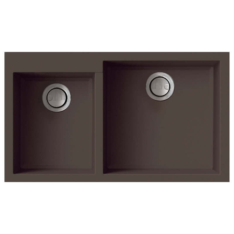 32.83'' L Double Bowl Granite Kitchen Sink, Espresso